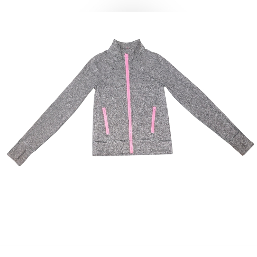 Ivivva Lululemon Girls Gray Full Zip Top with Pink Accents Size 6